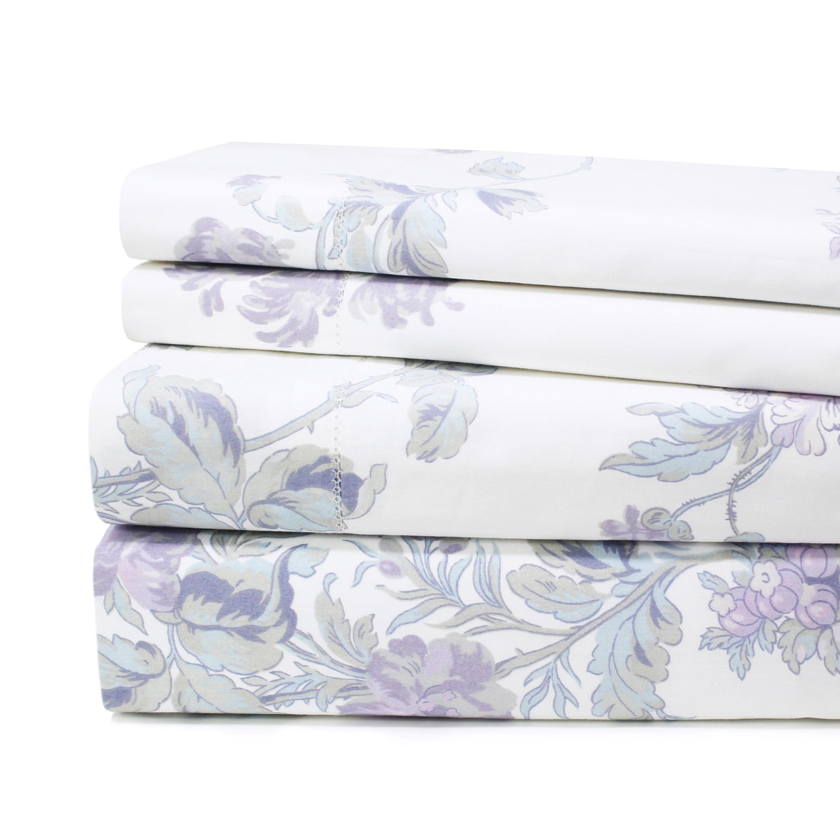 Jardin De Rose Printed Cotton Percale Sheet Set-Bed Sheets-Parc Decor