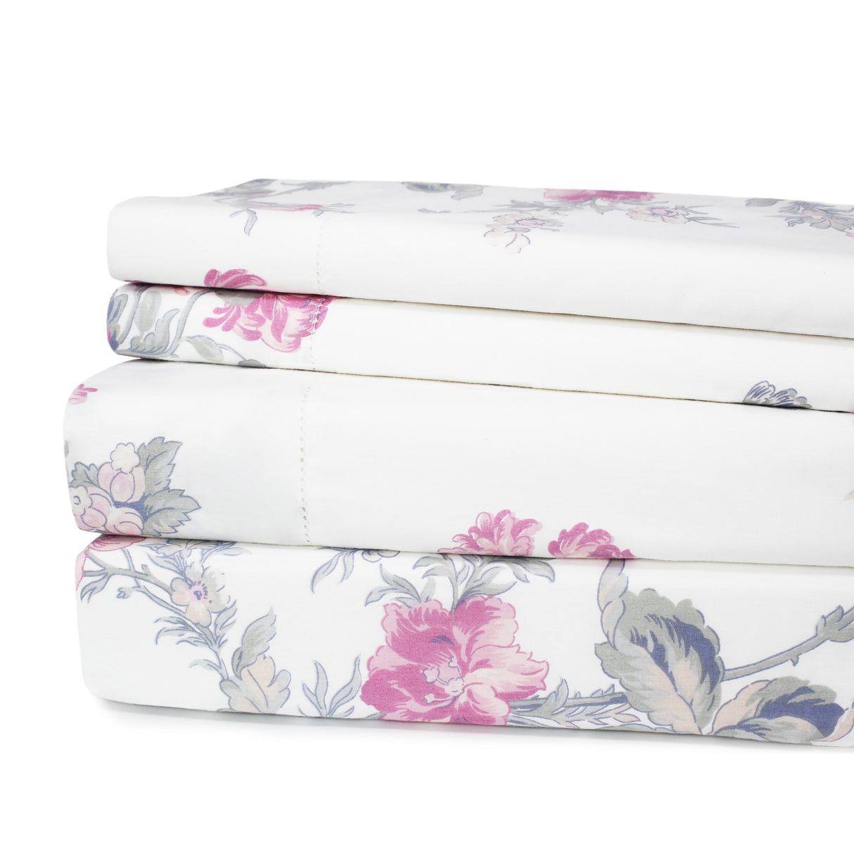 Jardin De Rose Printed Cotton Percale Sheet Set-Bed Sheets-Parc Decor
