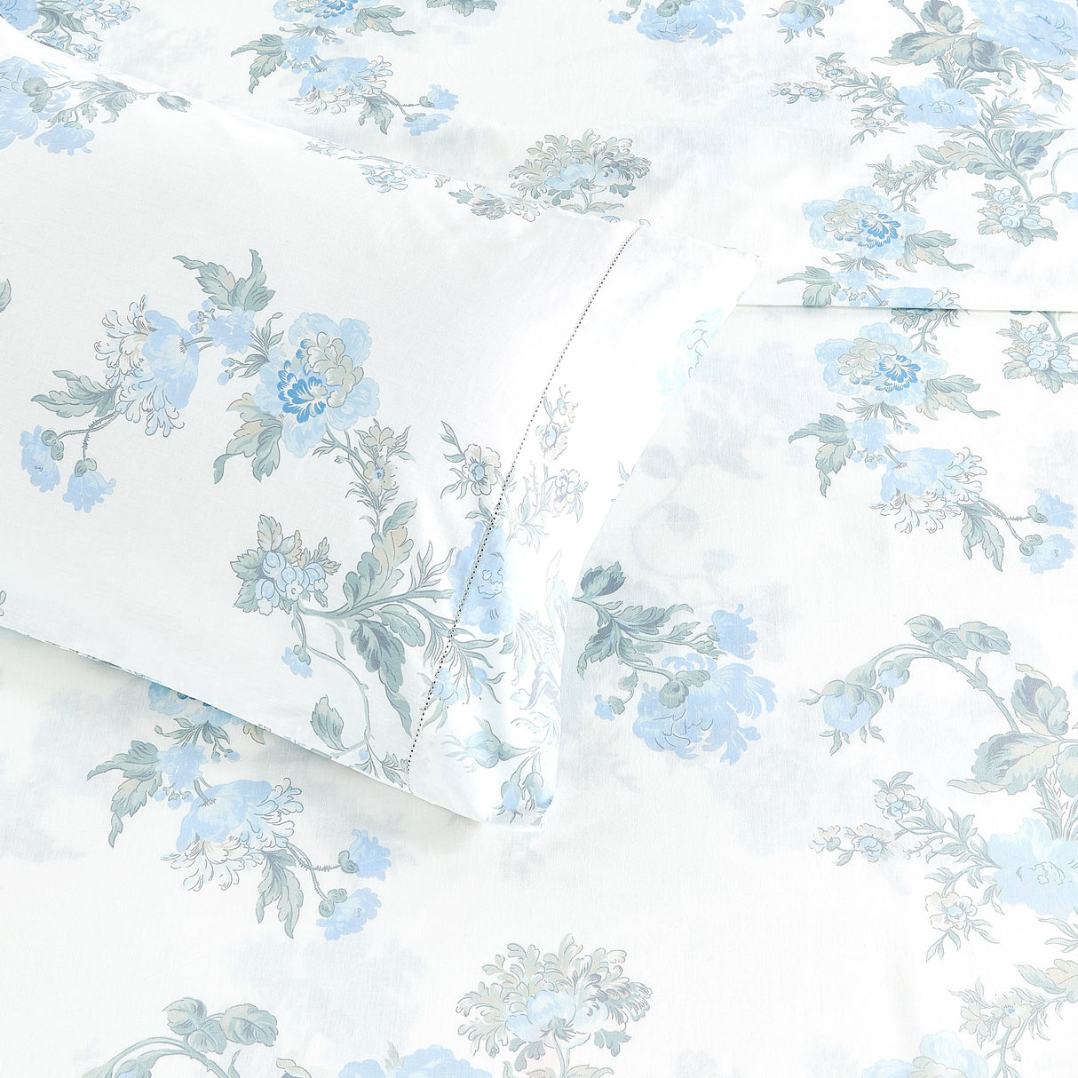 Jardin De Rose Printed Cotton Percale Sheet Set-Bed Sheets-Parc Decor