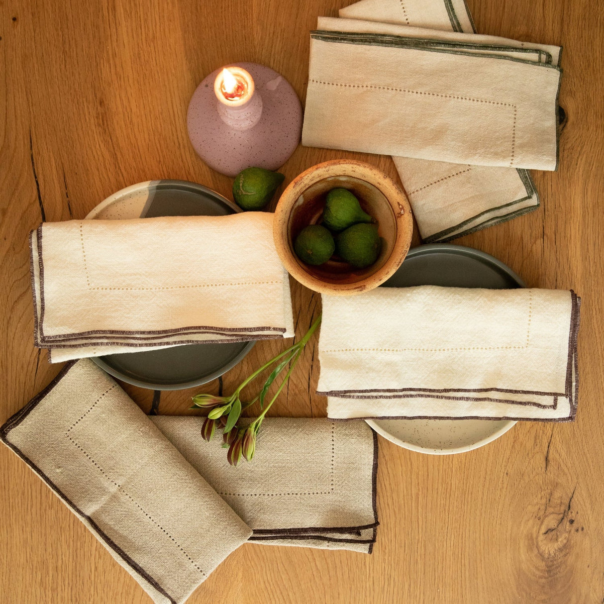 Jardin Handmade Linen Napkins, Set of 4 (3 Colors)-Linens and Accessories-Parc Decor
