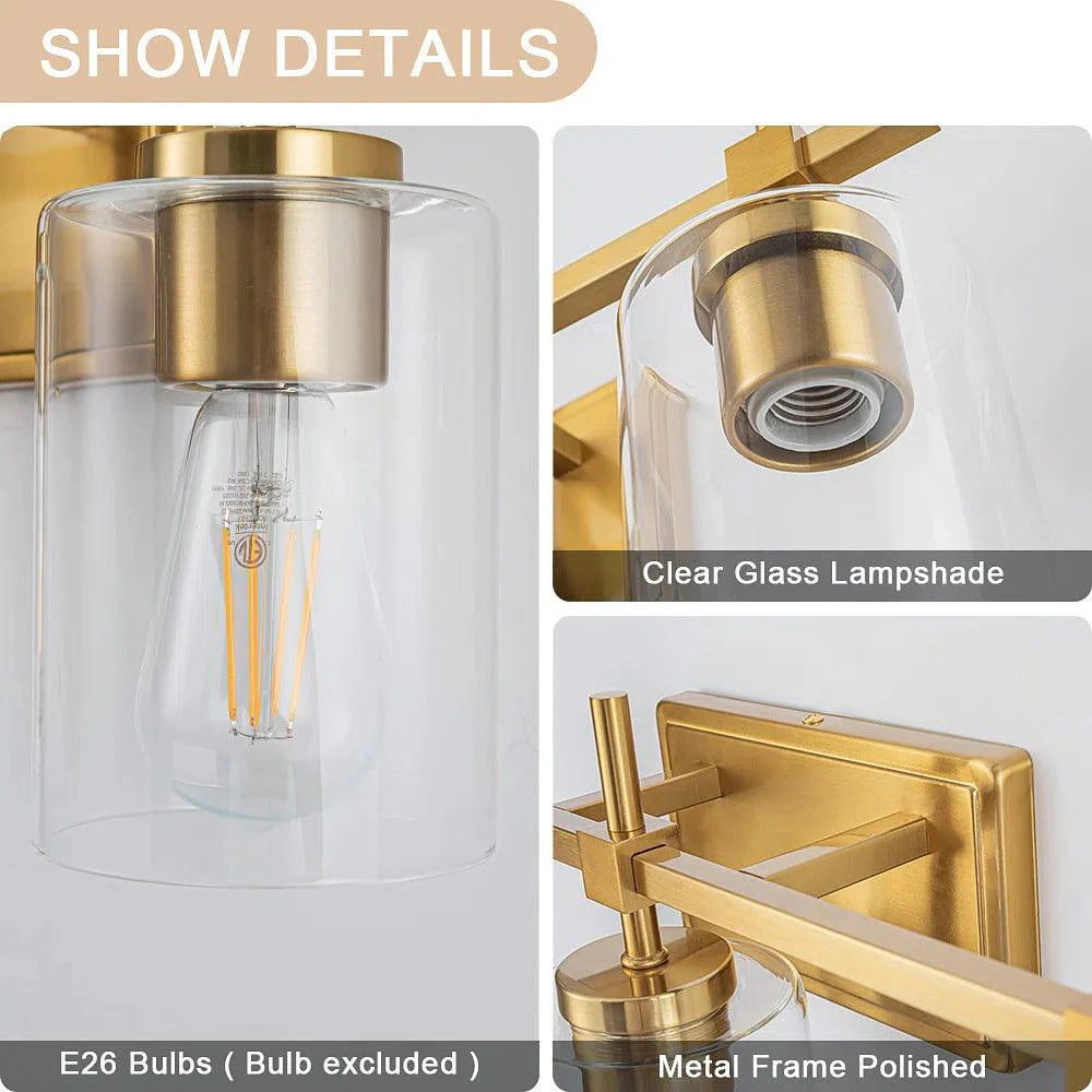 Jasper Black & Gold Clear Glass 4-Light Bathroom Vanity Light-壁灯-Parc Decor