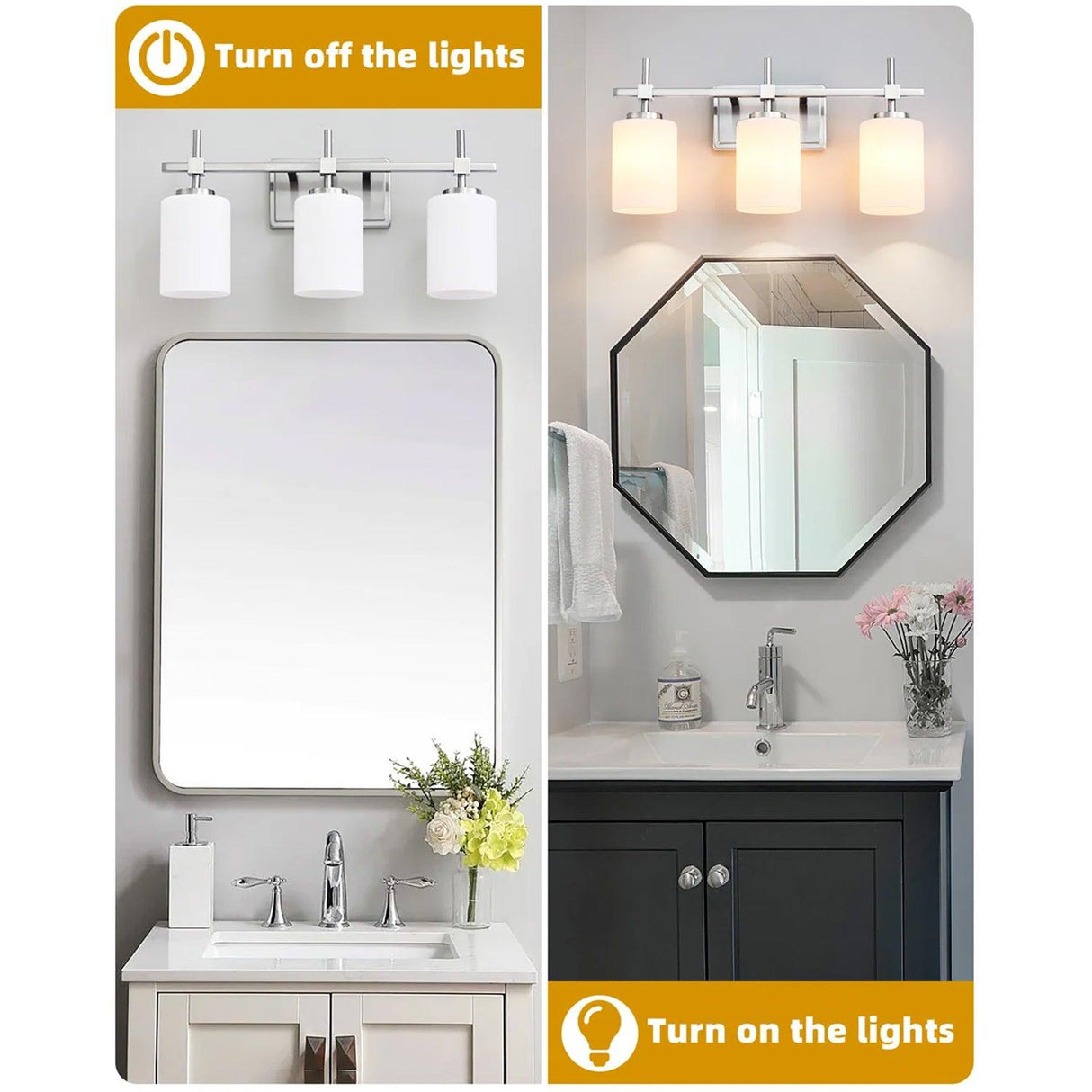 Jasper Gold Modern Frosted Glass 3-Light Bathroom Vanity Light-壁灯-Parc Decor