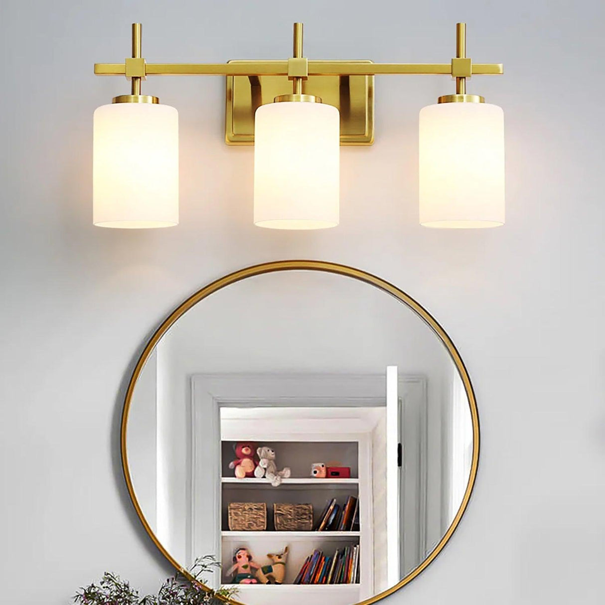 Jasper Gold Modern Frosted Glass 3-Light Bathroom Vanity Light-壁灯-Parc Decor
