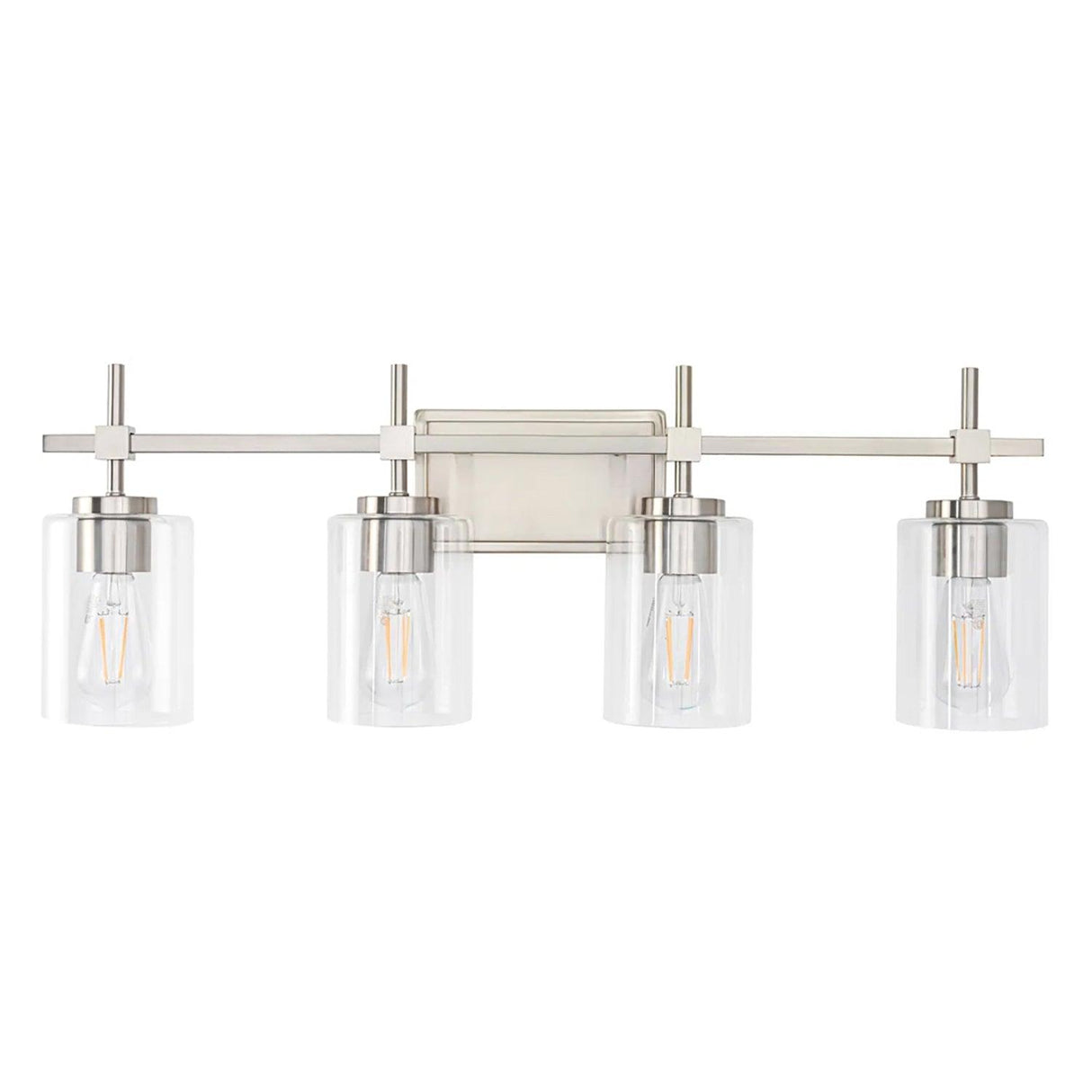Jasper Modern 4-Light Clear Glass Bathroom Lights Linear Vanity Light-壁灯-Parc Decor