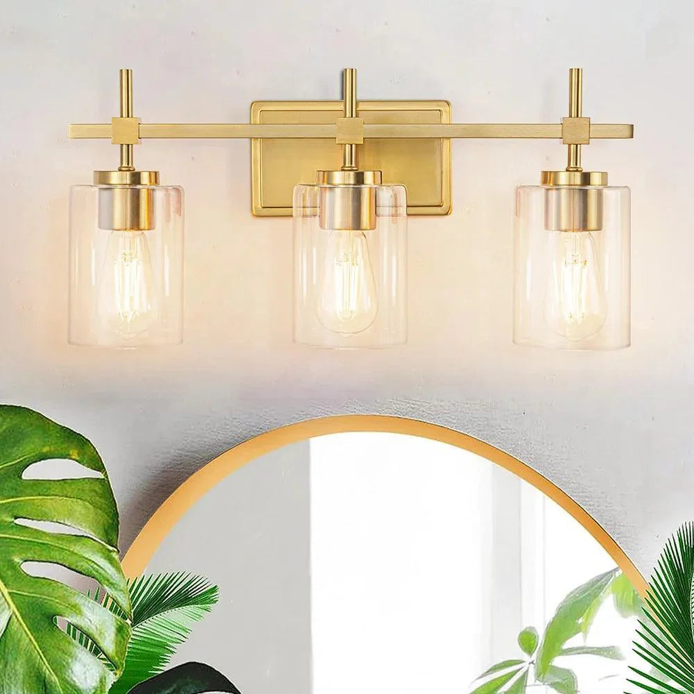 Jasper Modern Clear Glass 3-Light Bathroom Vanity Light