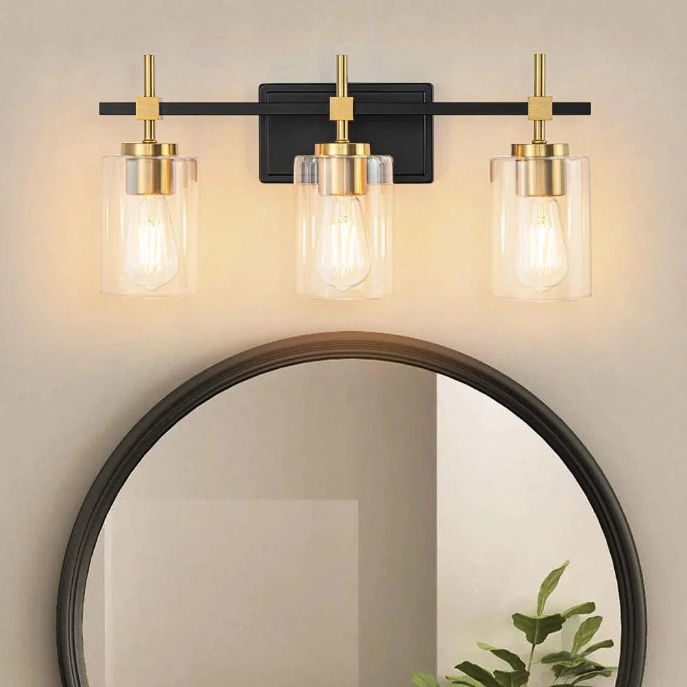 Jasper Modern Clear Glass 3-Light Bathroom Vanity Light-壁灯-Parc Decor