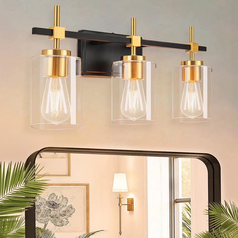 Jasper Modern Clear Glass 3-Light Bathroom Vanity Light-壁灯-Parc Decor
