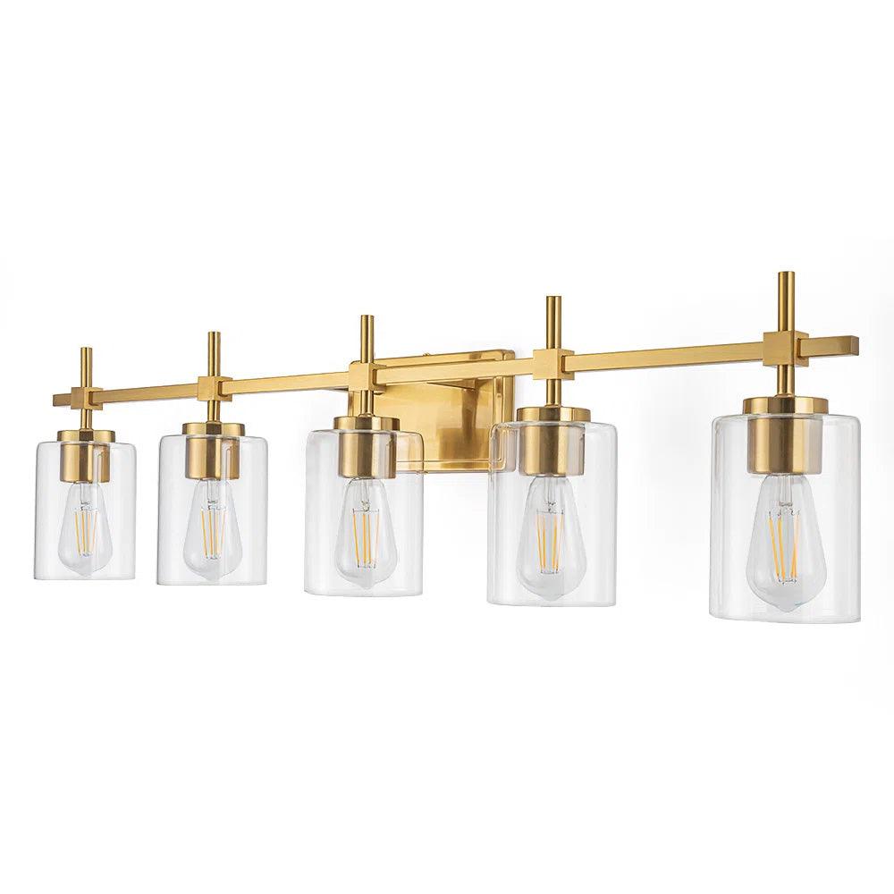 Jasper Modern Clear Glass 5-Light Bathroom Vanity Light-壁灯-Parc Decor