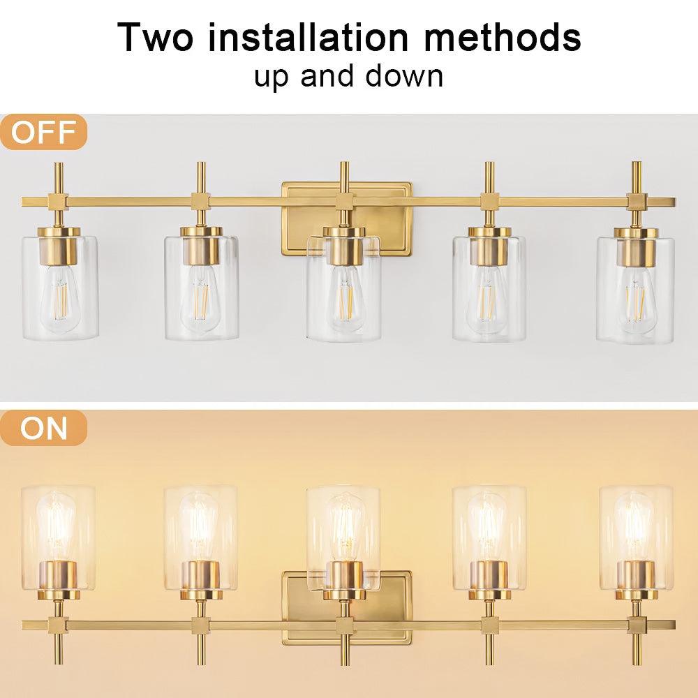 Jasper Modern Clear Glass 5-Light Bathroom Vanity Light-壁灯-Parc Decor