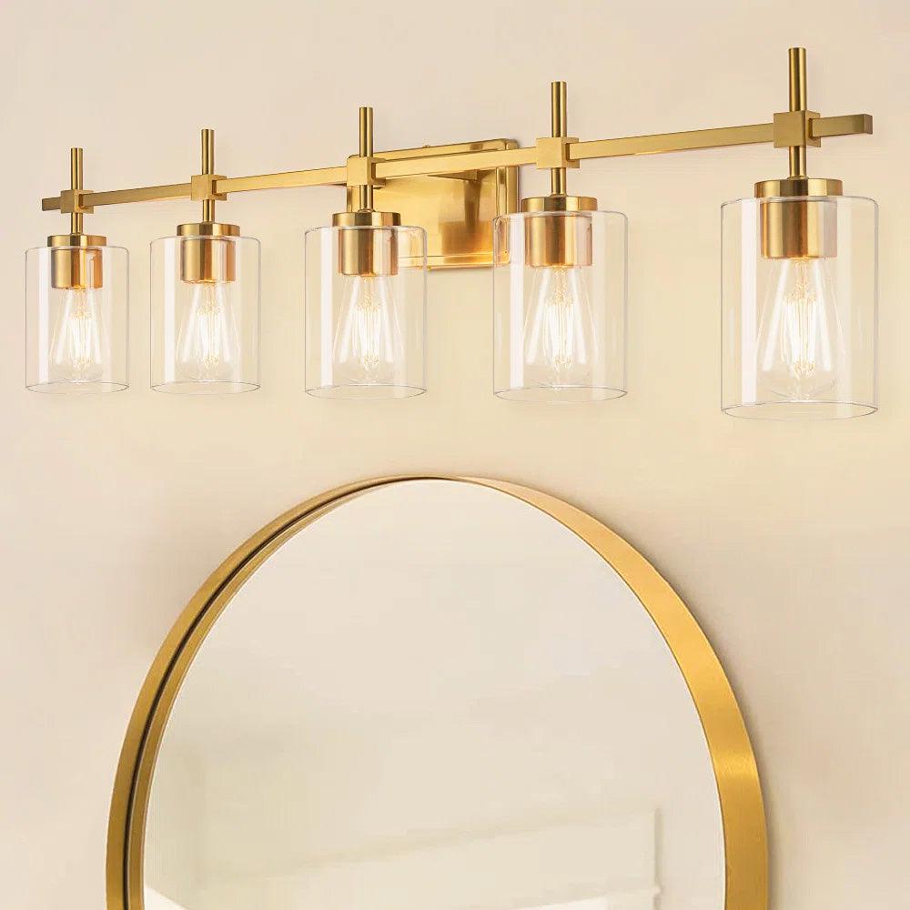 Jasper Modern Clear Glass 5-Light Bathroom Vanity Light-壁灯-Parc Decor