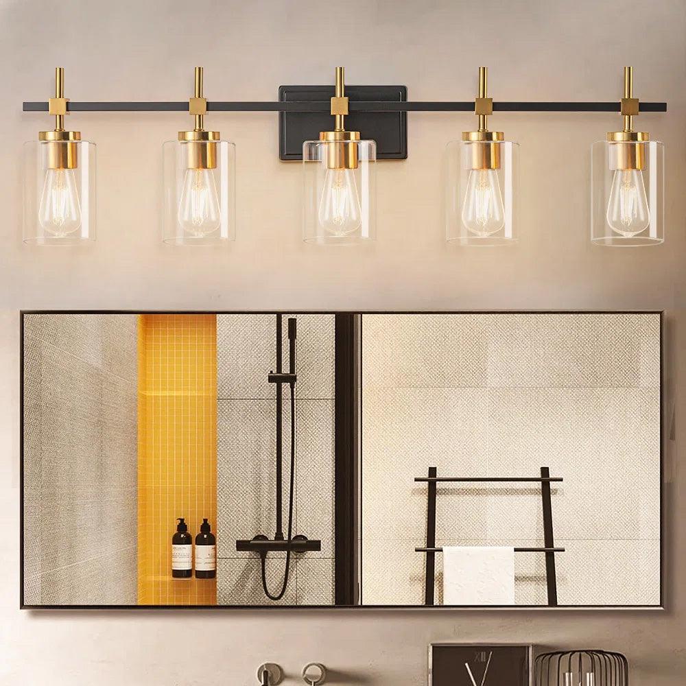 Jasper Modern Clear Glass 5-Light Bathroom Vanity Light-壁灯-Parc Decor