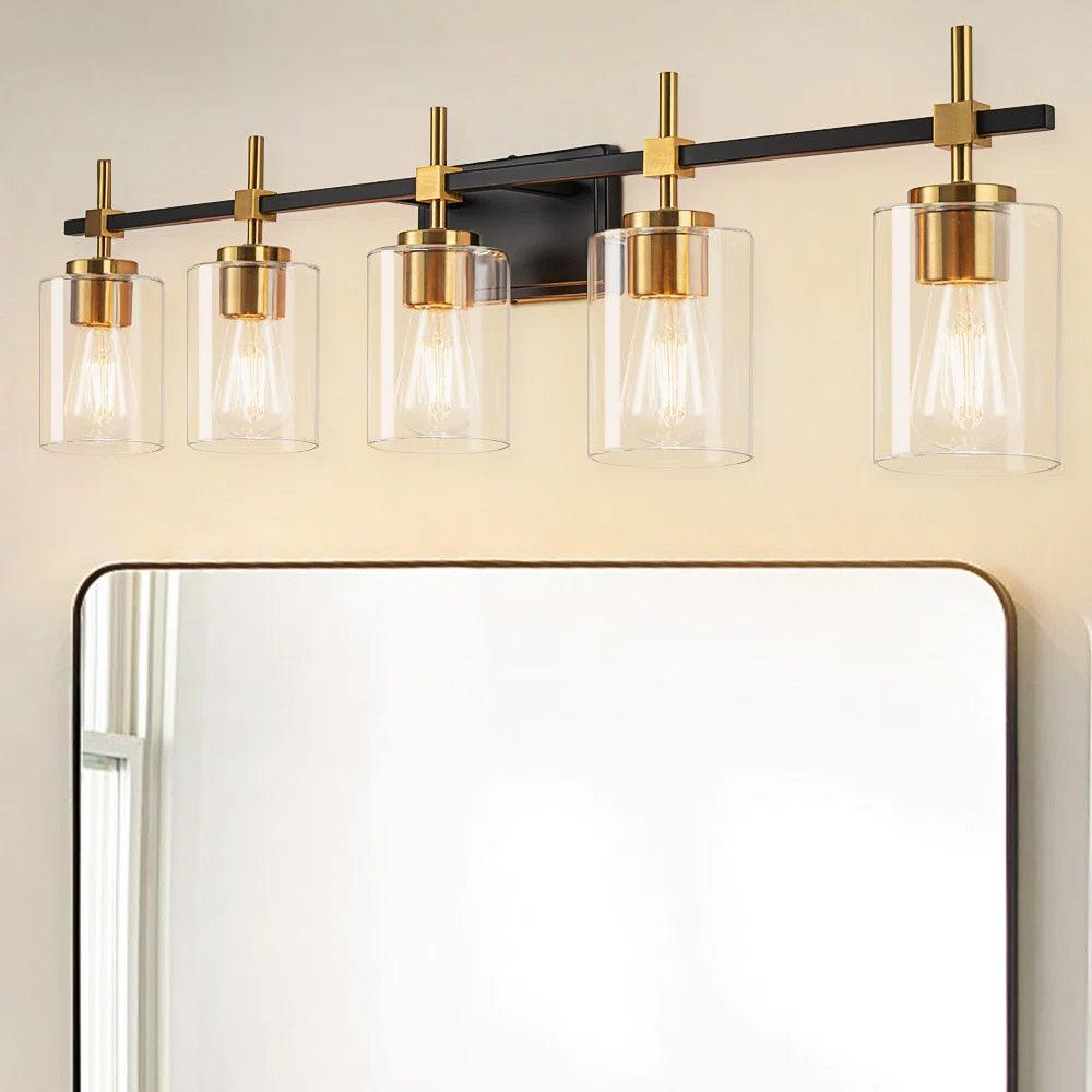 Jasper Modern Clear Glass 5-Light Bathroom Vanity Light-壁灯-Parc Decor