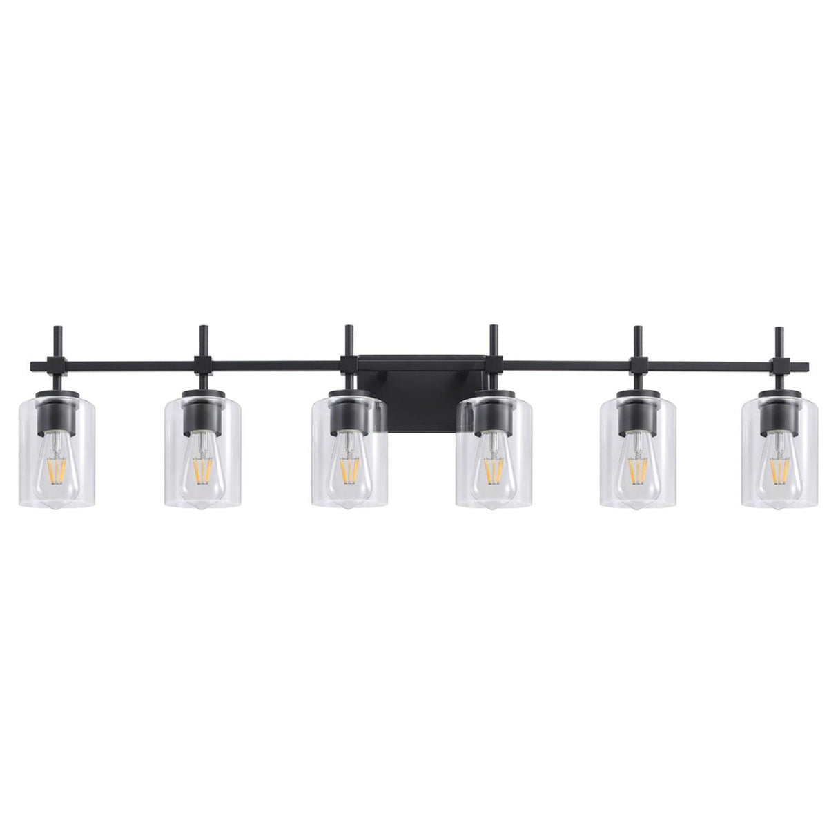 Jasper Modern Clear Glass 6-Light Bathroom Vanity Light-壁灯-Parc Decor