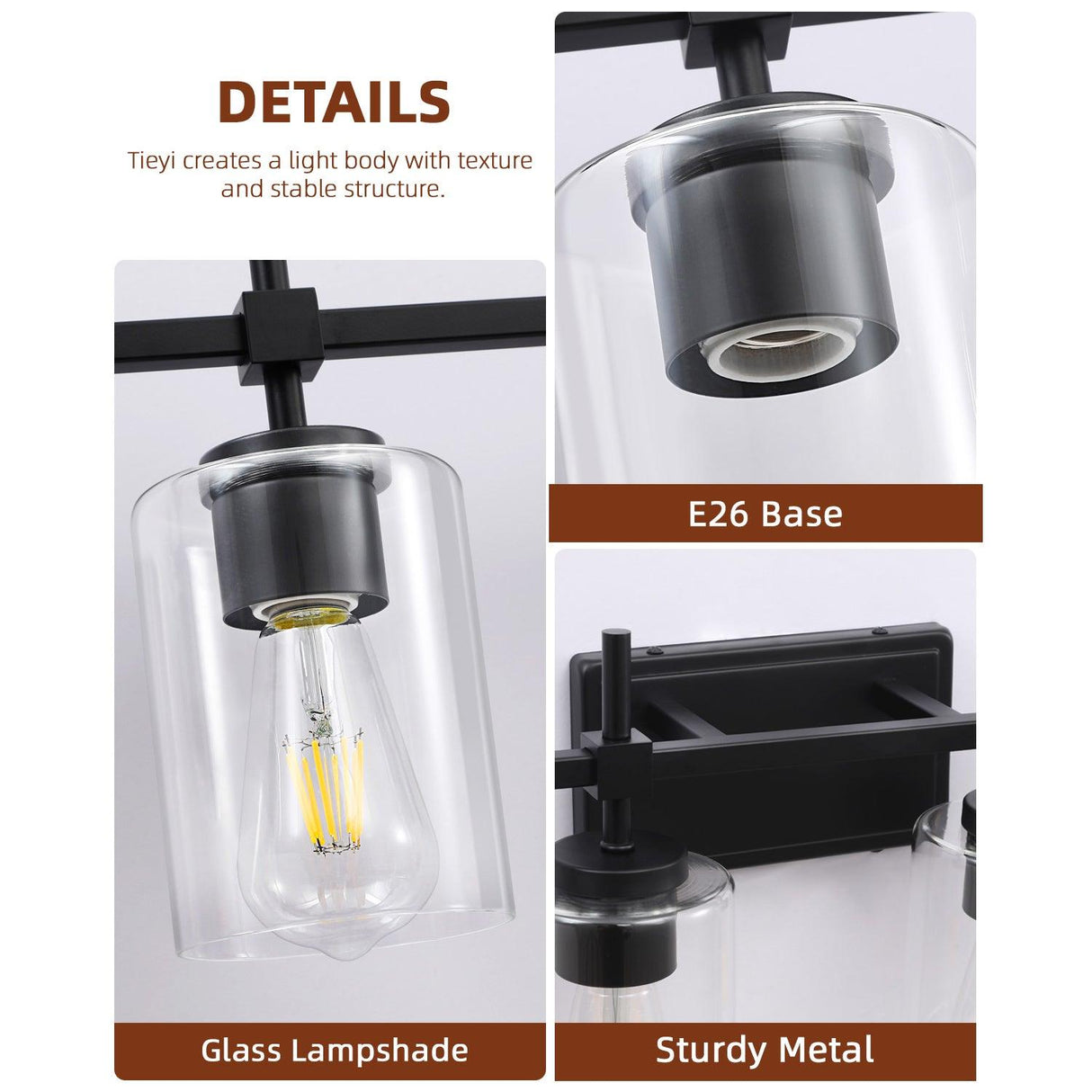 Jasper Modern Clear Glass 6-Light Bathroom Vanity Light-壁灯-Parc Decor