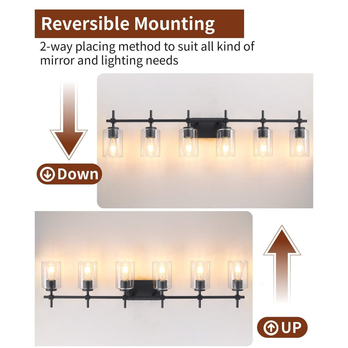 Jasper Modern Clear Glass 6-Light Bathroom Vanity Light-壁灯-Parc Decor