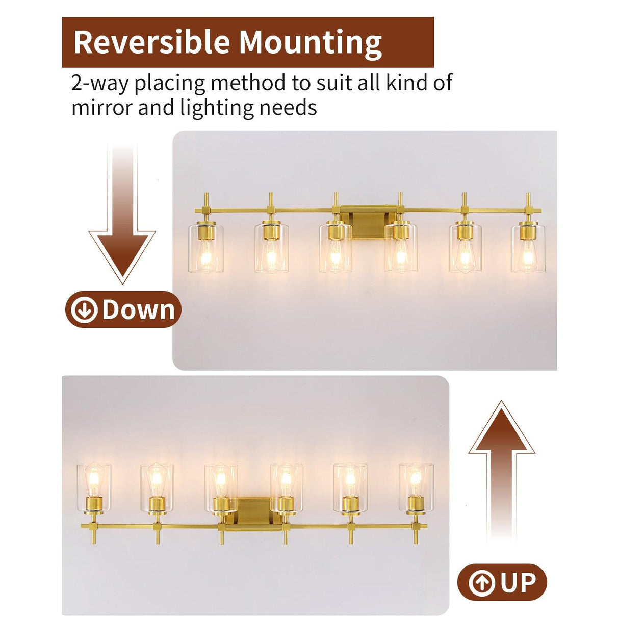 Jasper Modern Clear Glass 6-Light Bathroom Vanity Light-壁灯-Parc Decor