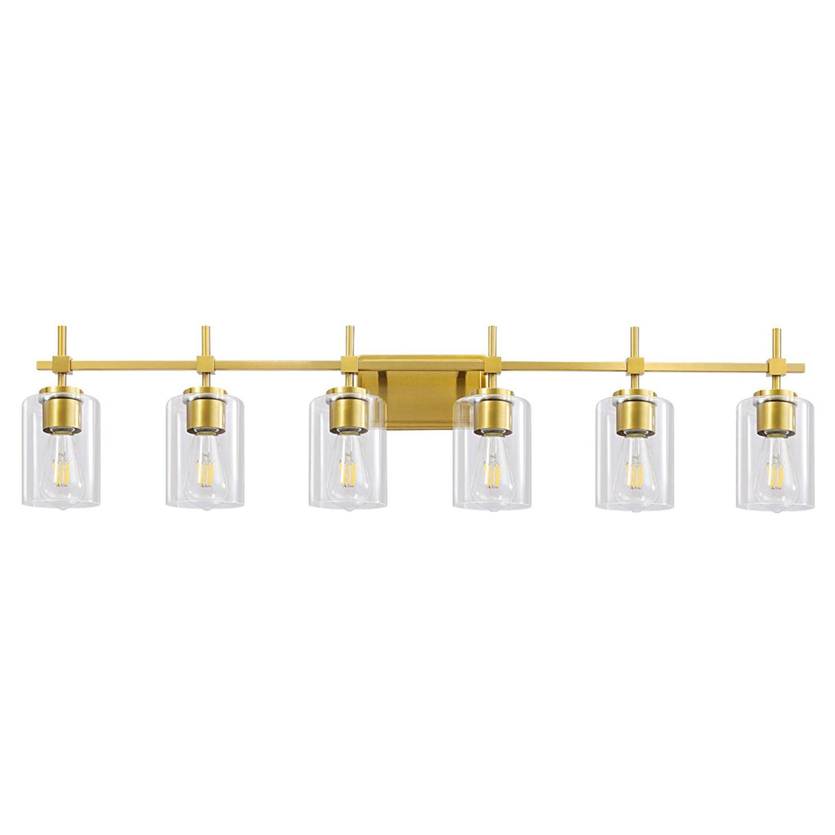 Jasper Modern Clear Glass 6-Light Bathroom Vanity Light-壁灯-Parc Decor