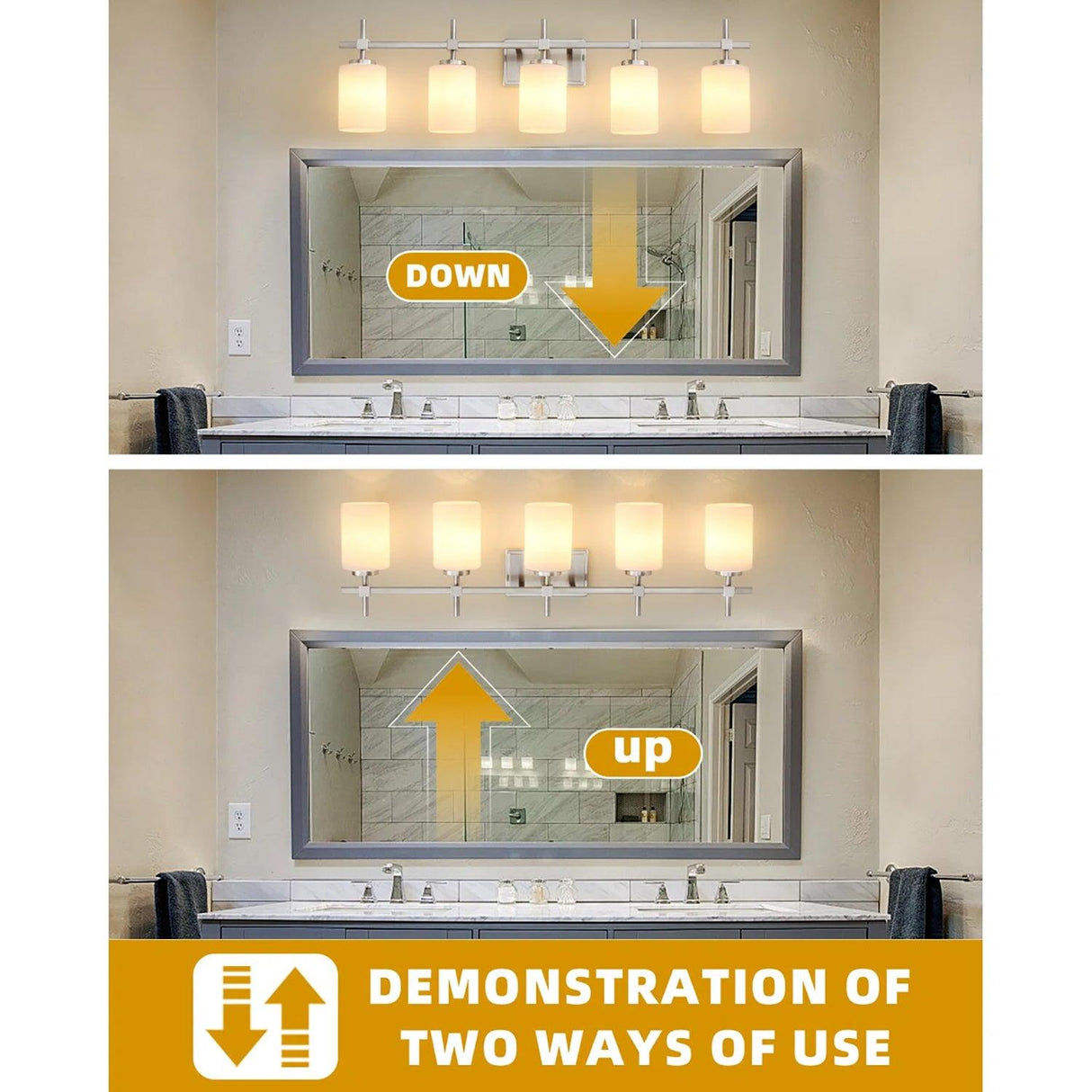 Jasper Modern Frosted Glass 5-Light Bathroom Linear Vanity Light-壁灯-Parc Decor