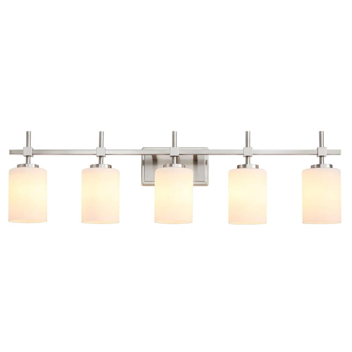 Jasper Modern Frosted Glass 5-Light Bathroom Linear Vanity Light-壁灯-Parc Decor