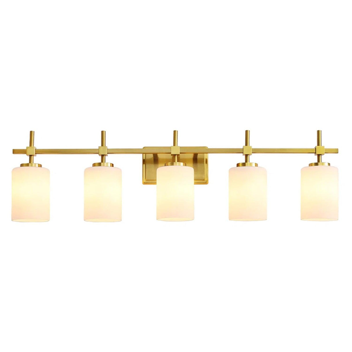 Jasper Modern Frosted Glass 5-Light Bathroom Linear Vanity Light-壁灯-Parc Decor
