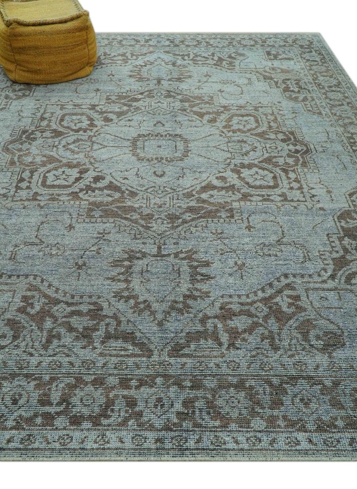 Jewel Custom Made Hand Knotted Traditional Design Brown Wool Area Rug