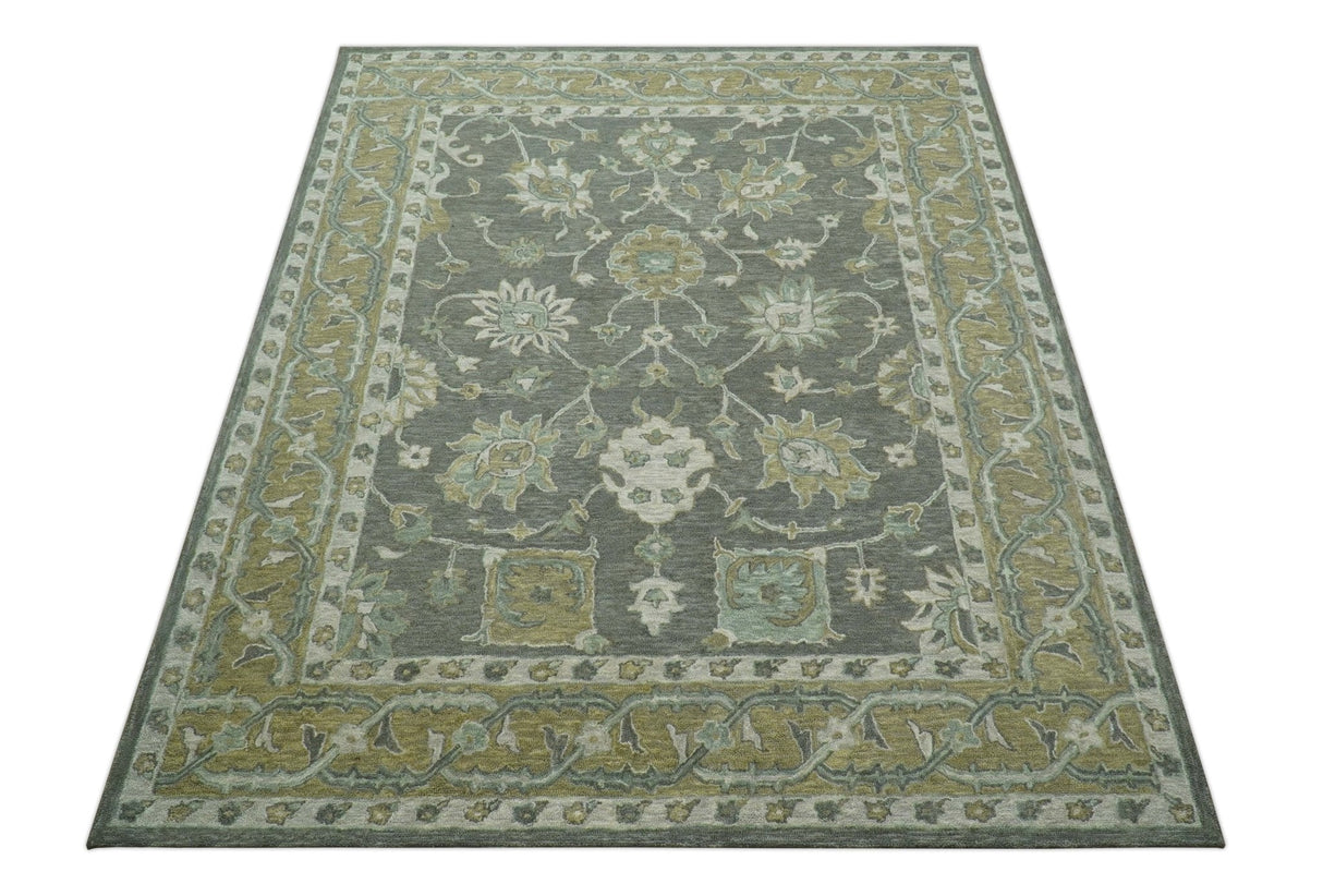 Jewel Custom Made Traditional Oushak Beige Hand Tufted Wool Rug