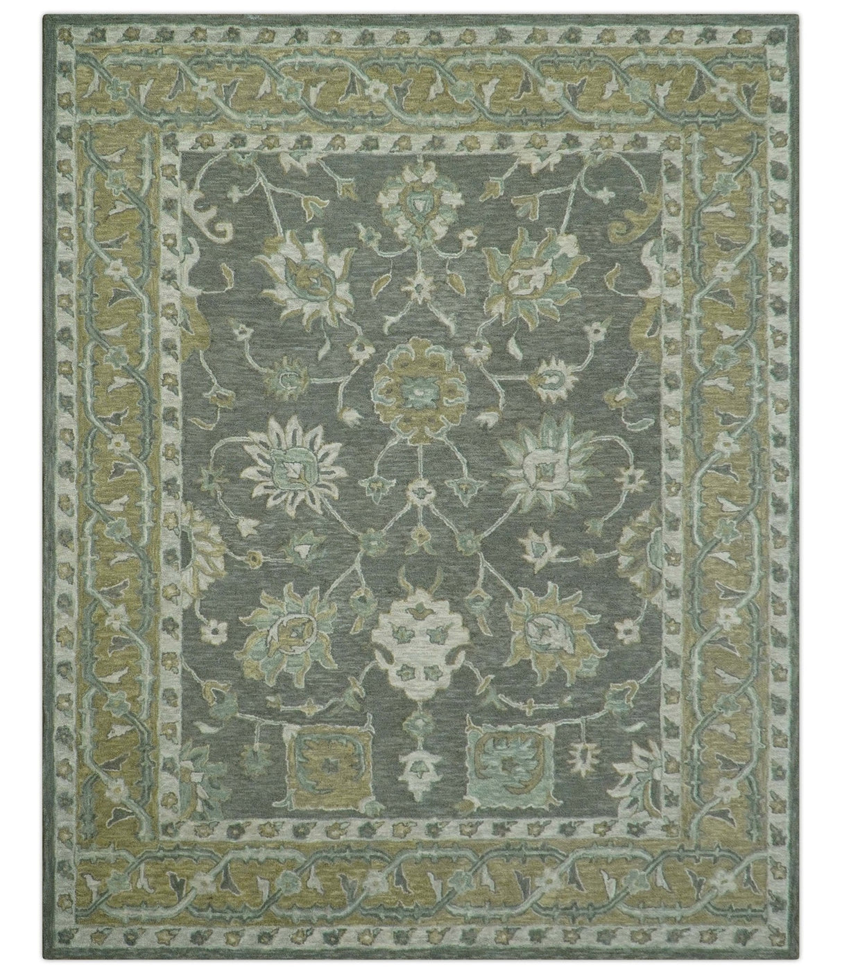 Jewel Custom Made Traditional Oushak Beige Hand Tufted Wool Rug
