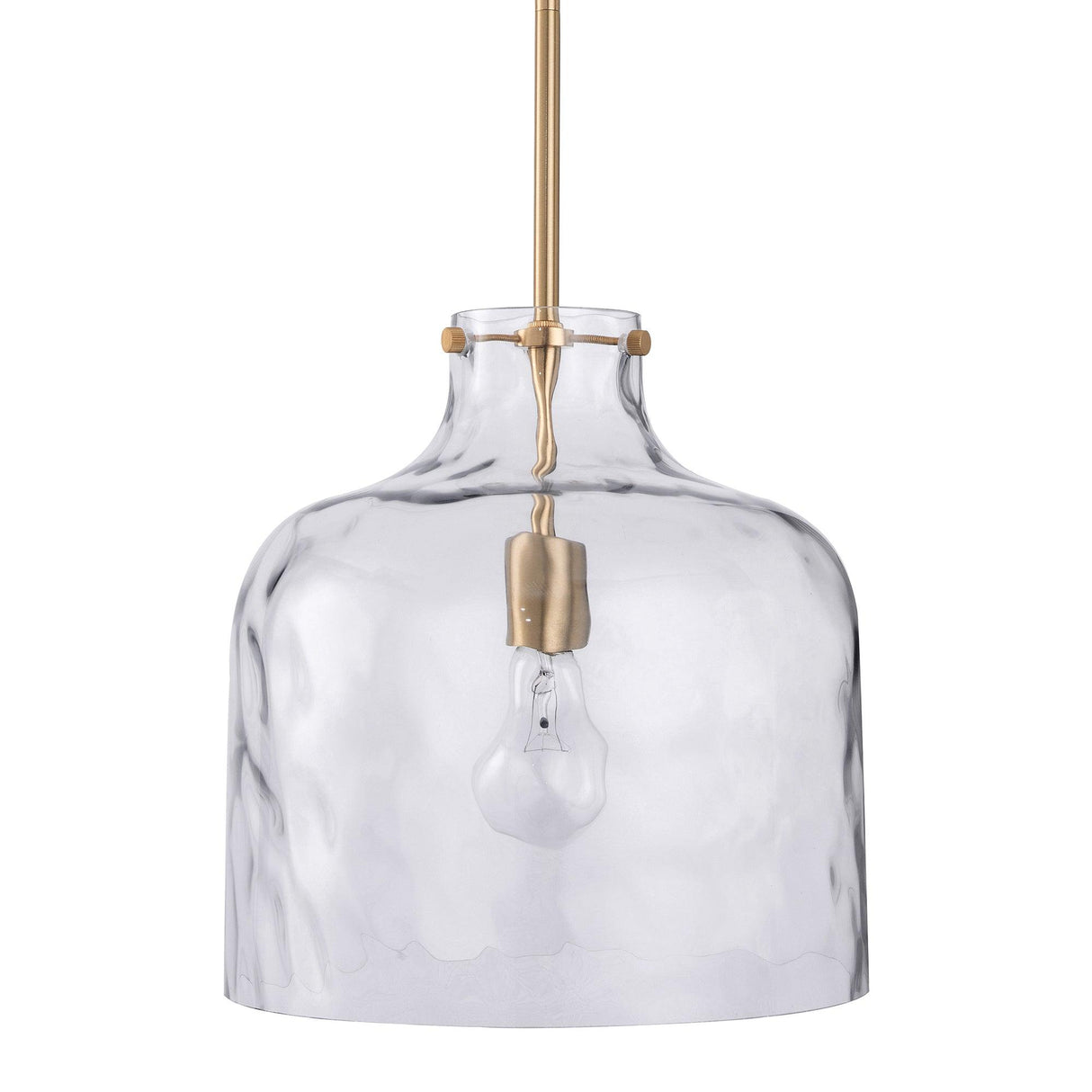 Kara Farmhouse 1-Light Textured Glass Nickel Island Pendant Light-吊灯-Parc Decor