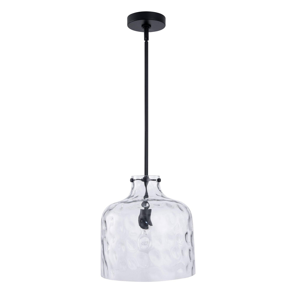 Kara Farmhouse 1-Light Textured Glass Nickel Island Pendant Light-吊灯-Parc Decor