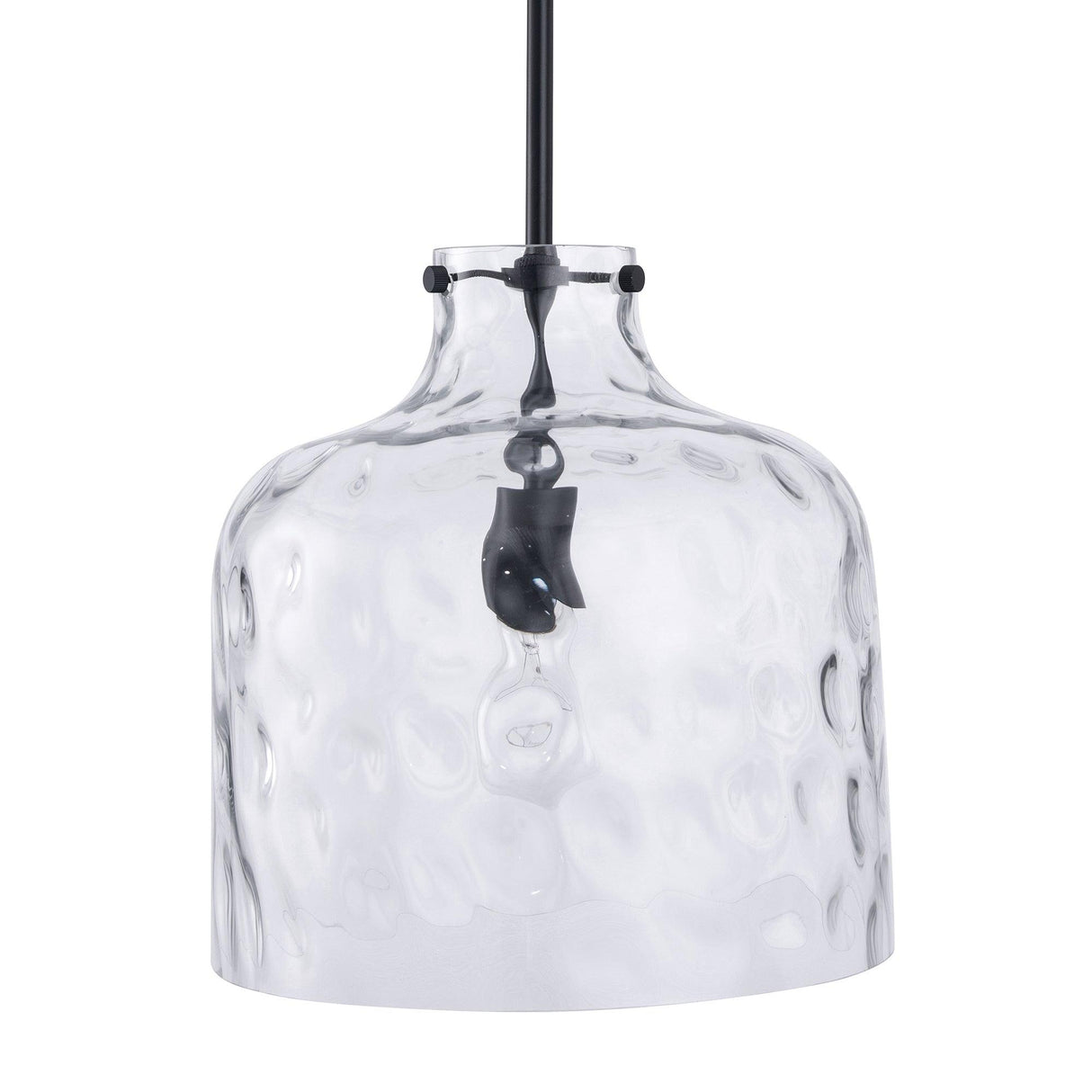 Kara Farmhouse 1-Light Textured Glass Nickel Island Pendant Light-吊灯-Parc Decor