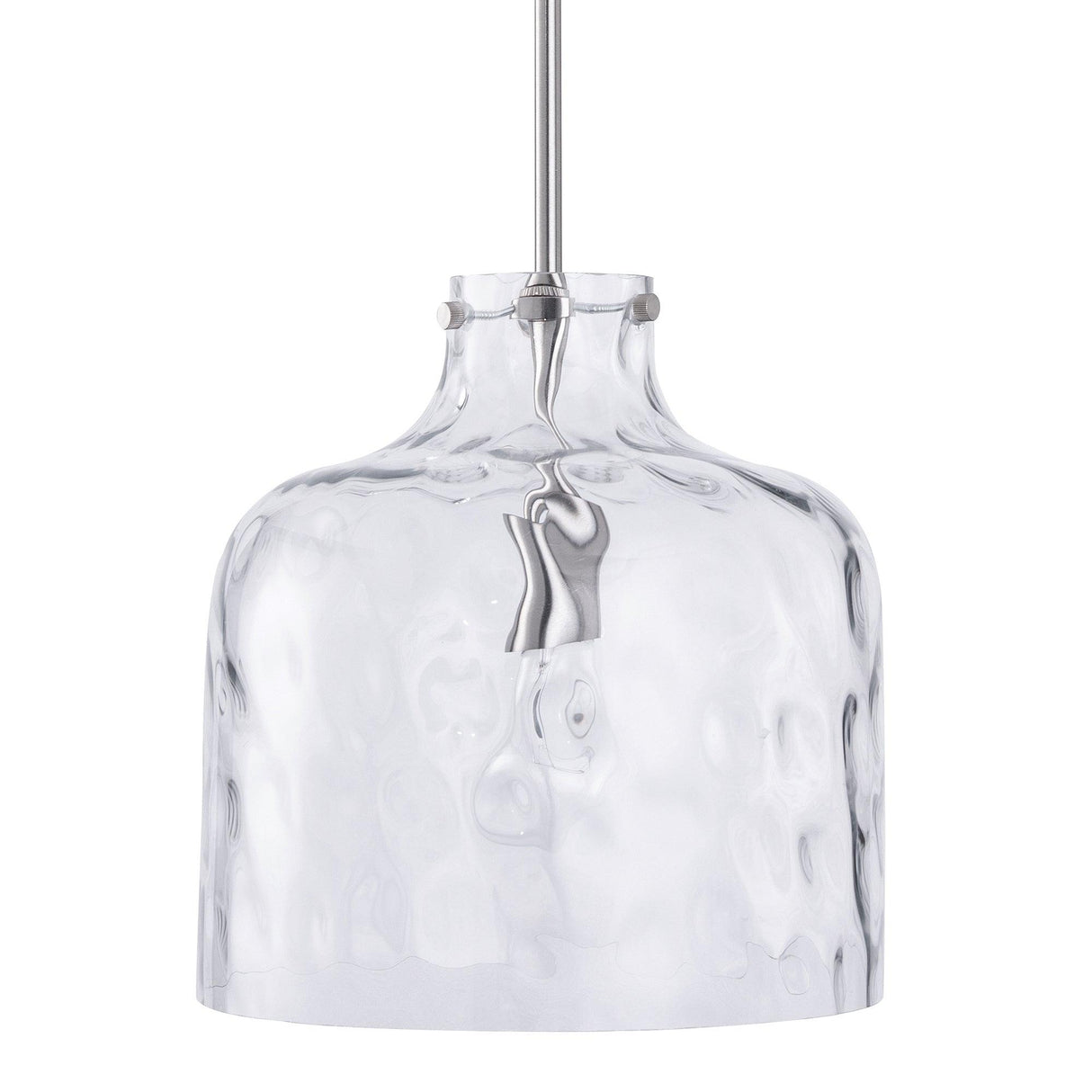 Kara Farmhouse 1-Light Textured Glass Nickel Island Pendant Light-吊灯-Parc Decor