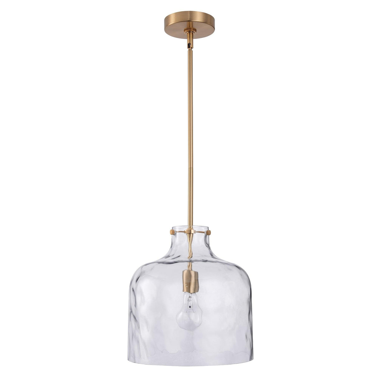 Kara Farmhouse 1-Light Textured Glass Nickel Island Pendant Light-吊灯-Parc Decor