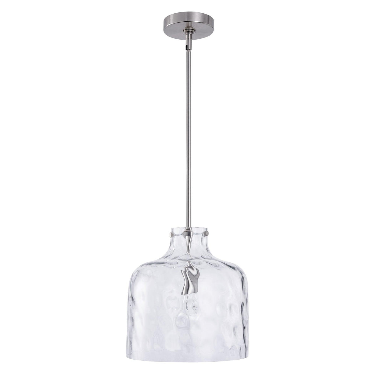 Kara Farmhouse 1-Light Textured Glass Nickel Island Pendant Light-吊灯-Parc Decor