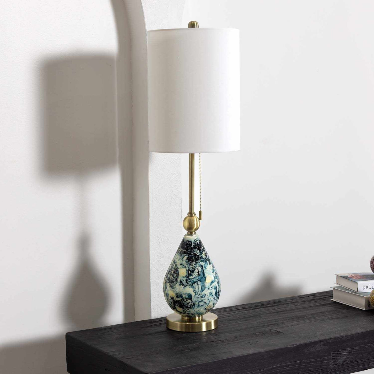 Katipunan Aqua Gold Metallic Brass Table Lamp-Lighting-Parc Decor