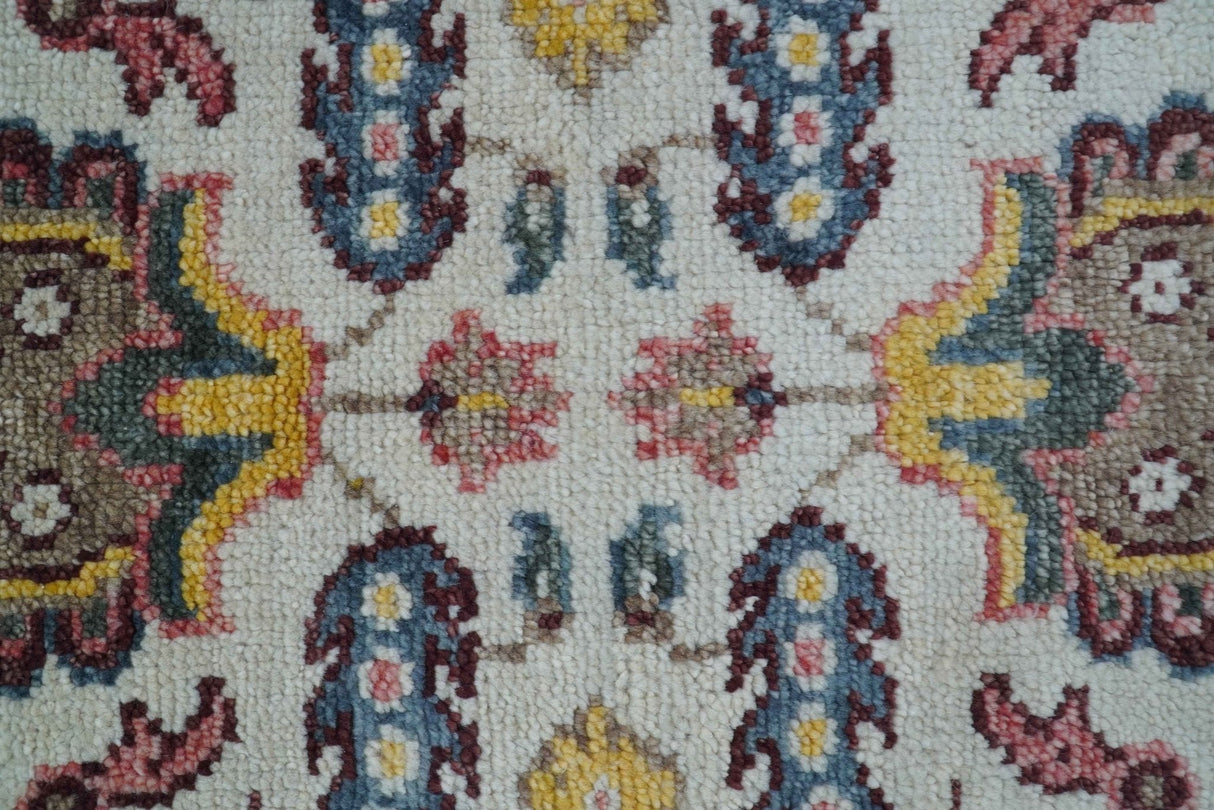 Kelly Turkish Design Ivory And Blue Hand Knotted Wool Rug