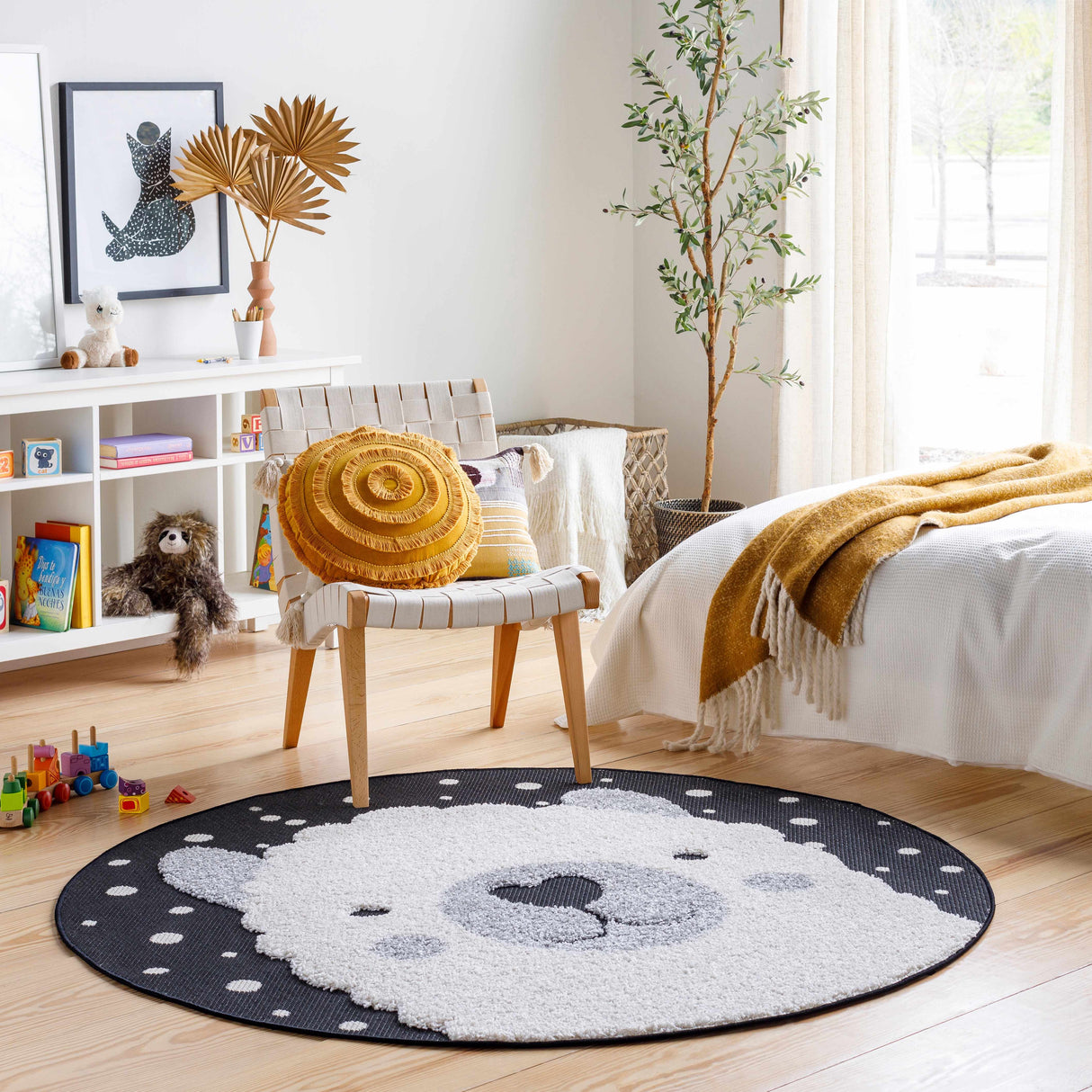 Kids Llama Animal Print Nursery Area Rug - Clearance-Rugs-Parc Decor