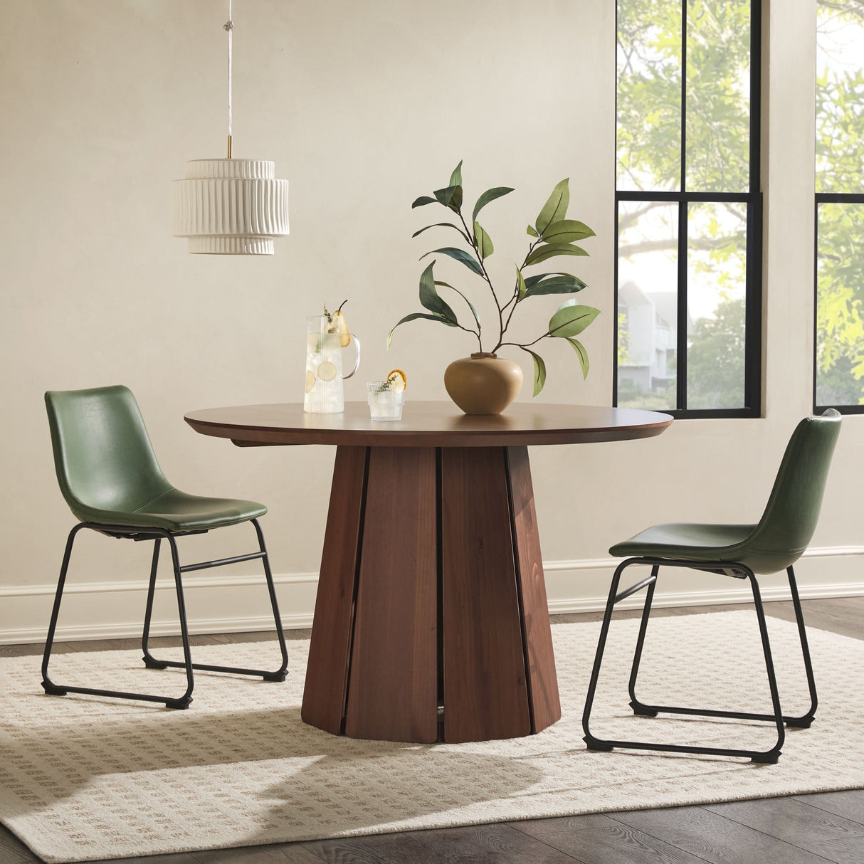 Koa 48" Round Solid Wood Pedestal Dining Table-Dining / Kitchen-Parc Decor