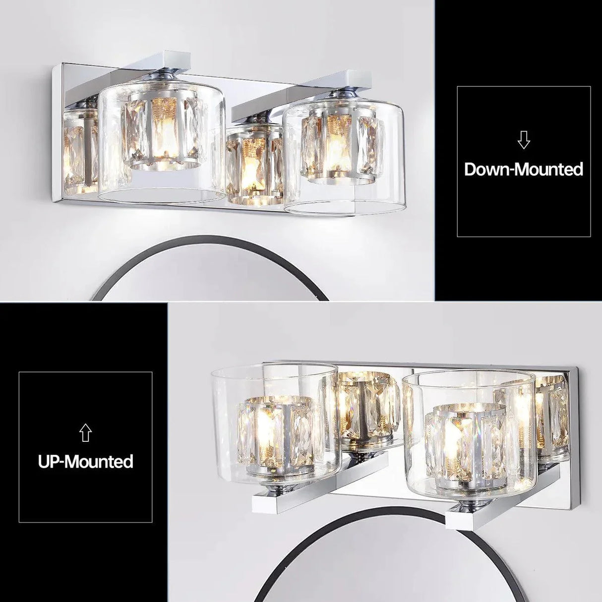 Kolt Chrome Modern 2-Light Bathroom Vanity Light