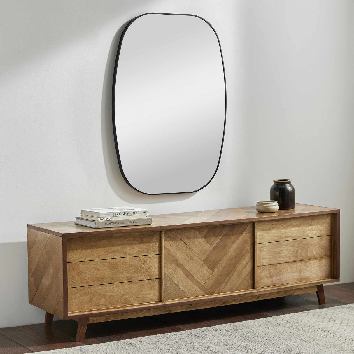 Kopparberg Black Gold Frame Round Mirror-Mirrors-Parc Decor