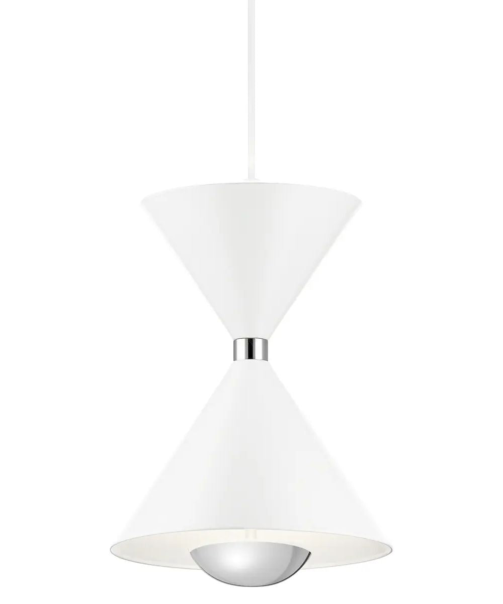 Kordan 8"W 1-Light LED Matte White Metal Hourglass Mini Pendant Light Fixture by Kichler