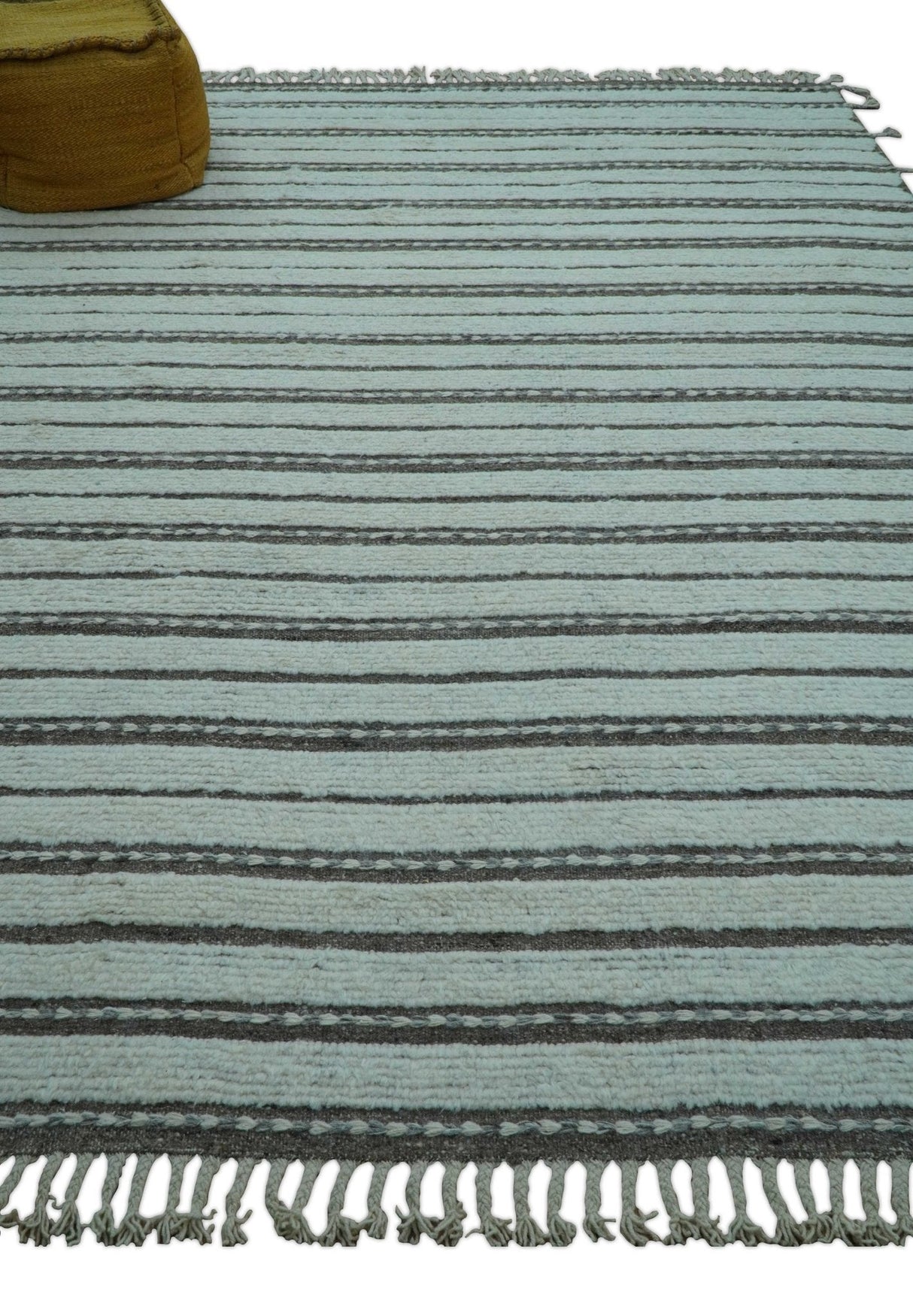 Krabi Contemporary Ivory And Brown Hand Knotted Wool Rug