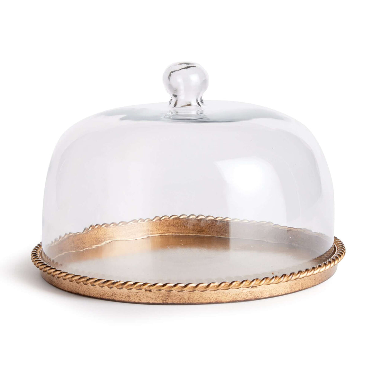Large Vintage Glass Cloche with Gold Braided Tray-Cloche-Parc Decor