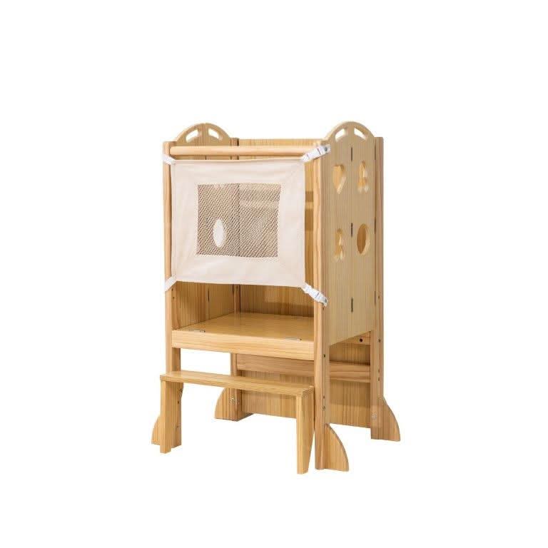 Laurel 4-in-1 Foldable Kitchen Tower, Step Stool, Slide & Chalkboard for Toddlers