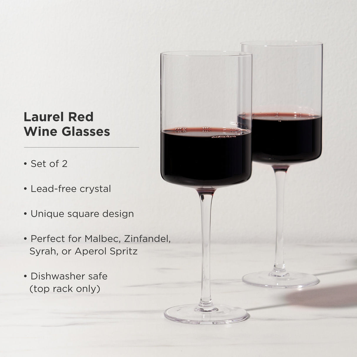 Laurel Crystal Red Wine Glasses Set of 2