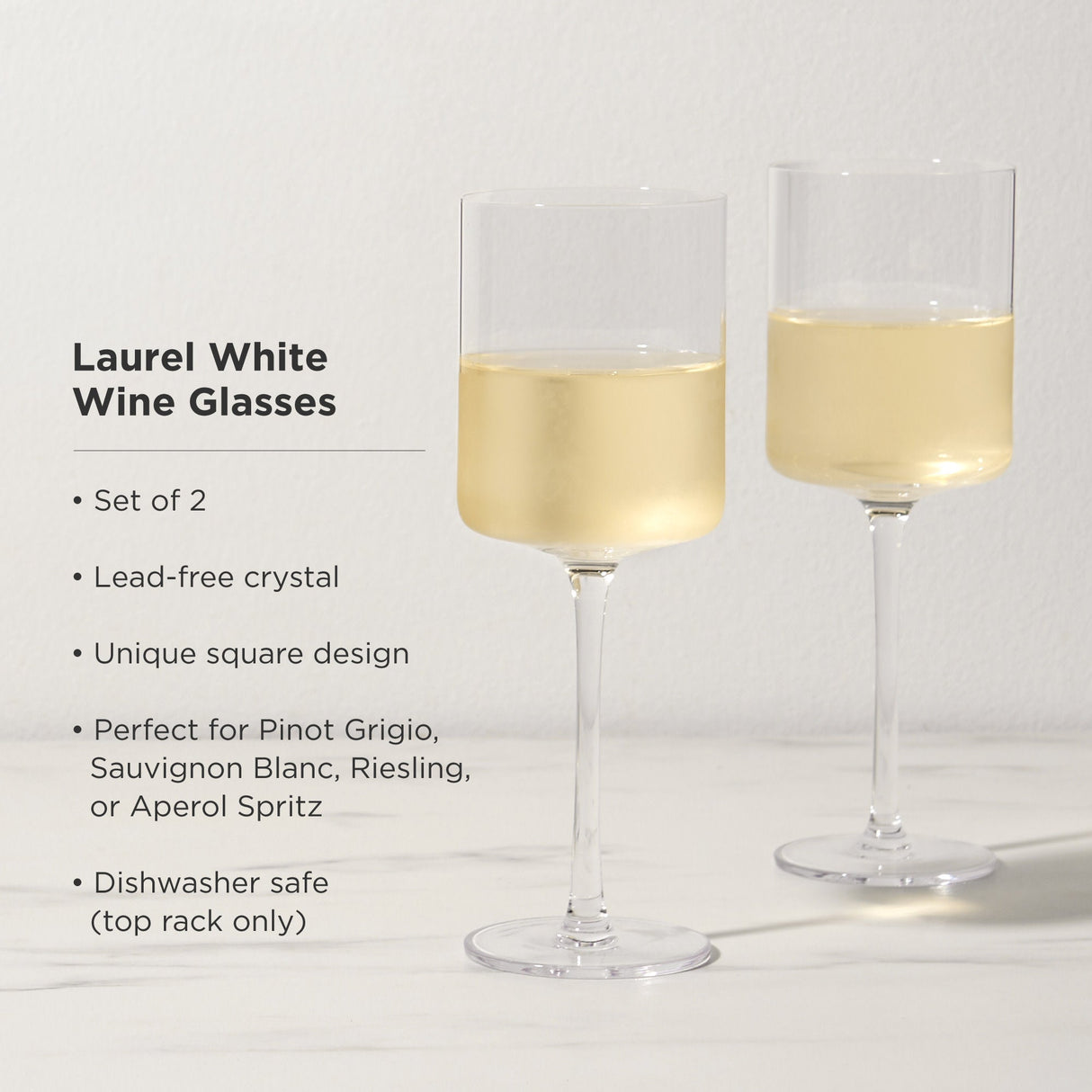 Laurel Crystal White Wine Glasses Set of 2-product_type::stemmed_wine_glasses-Parc Decor