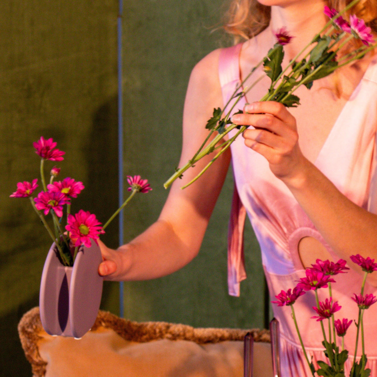 Lavender Macaroon Ceramic Vase - Pair-Decorative vase-Parc Decor