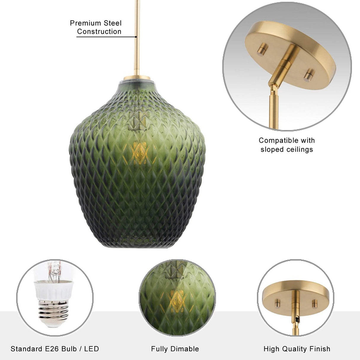 Lavine 1-light Olive Handblown Glass Mini Island Pendant Light-吊灯-Parc Decor