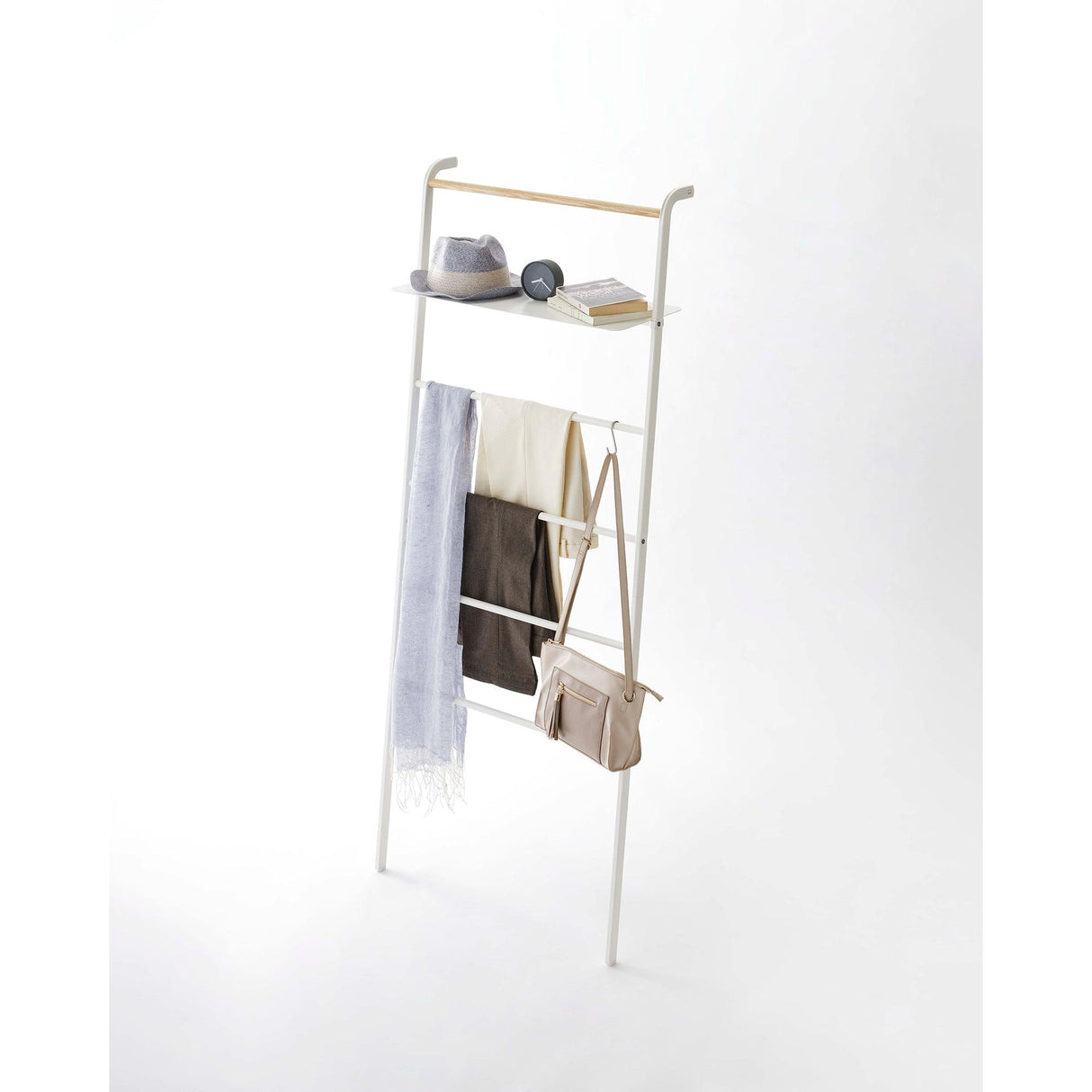 Leaning Storage Ladder With Shelf (63" H) - Steel