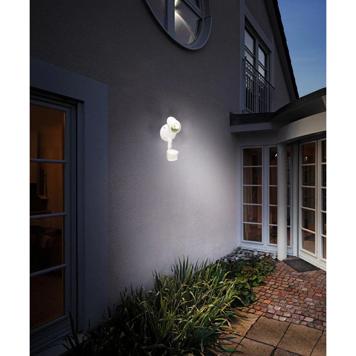 LED Outdoor Security Light 180 Degree Motion Sensor Activated, White Finish 11"H