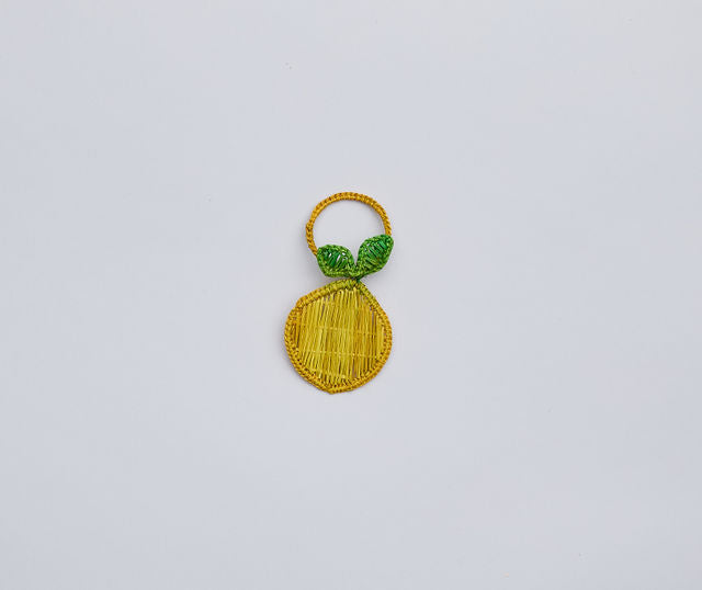 Lemon Napkin Ring β 3.5β Handwoven Iraca Palm β Artisan Summer Table Decor from Colombia-Napkins-Parc Decor